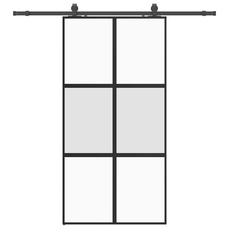 vidaXL Σετ συρόμενης πόρτας με υλικό μαύρο 102,5x205 cm