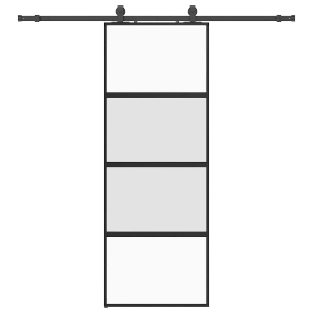 vidaXL Συρόμενη πόρτα με σετ υλικού Μαύρο 76x205 cm γυαλί μετριασμένο