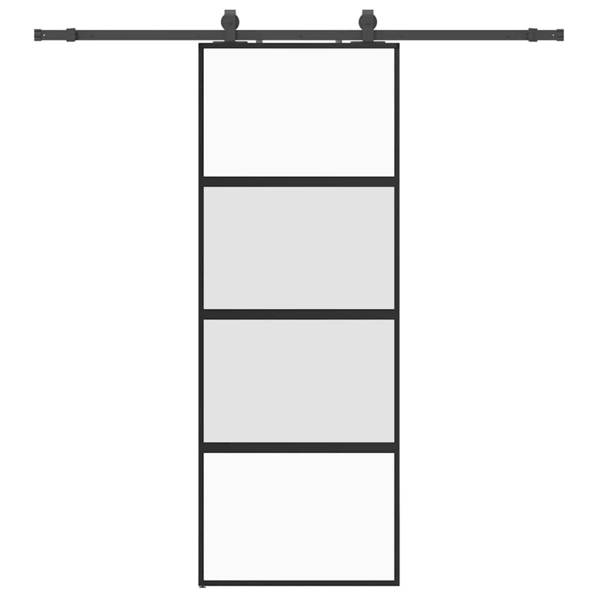 vidaXL Συρόμενη πόρτα με σετ υλικού Μαύρο 76x205 cm γυαλί μετριασμένο