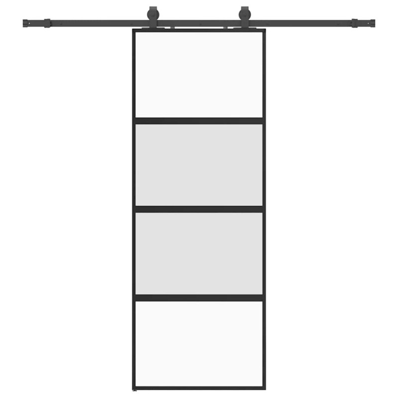 vidaXL Συρόμενη πόρτα με σετ υλικού Μαύρο 76x205 cm γυαλί μετριασμένο