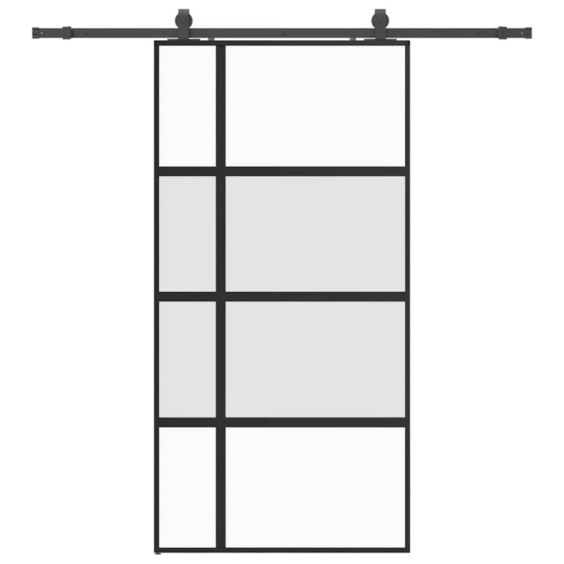 vidaXL Σετ συρόμενης πόρτας με υλικό μαύρο 102,5x205 cm