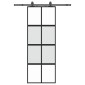 vidaXL Συρόμενη πόρτα με σετ υλικού Μαύρο 76x205 cm γυαλί μετριασμένο
