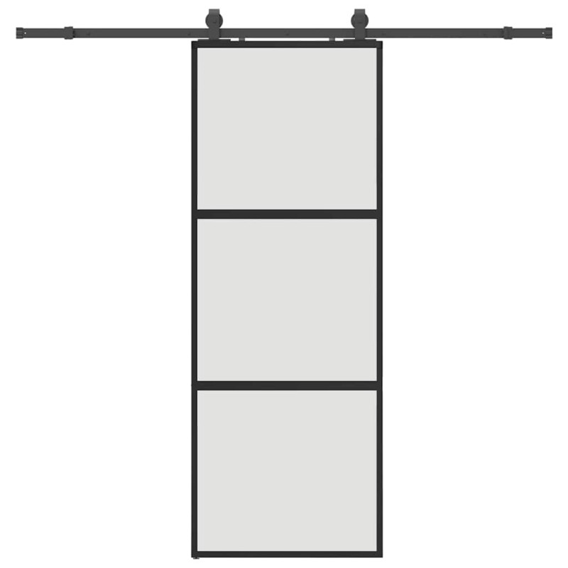 vidaXL Συρόμενη πόρτα με σετ υλικού Μαύρο 76x205 cm γυαλί μετριασμένο