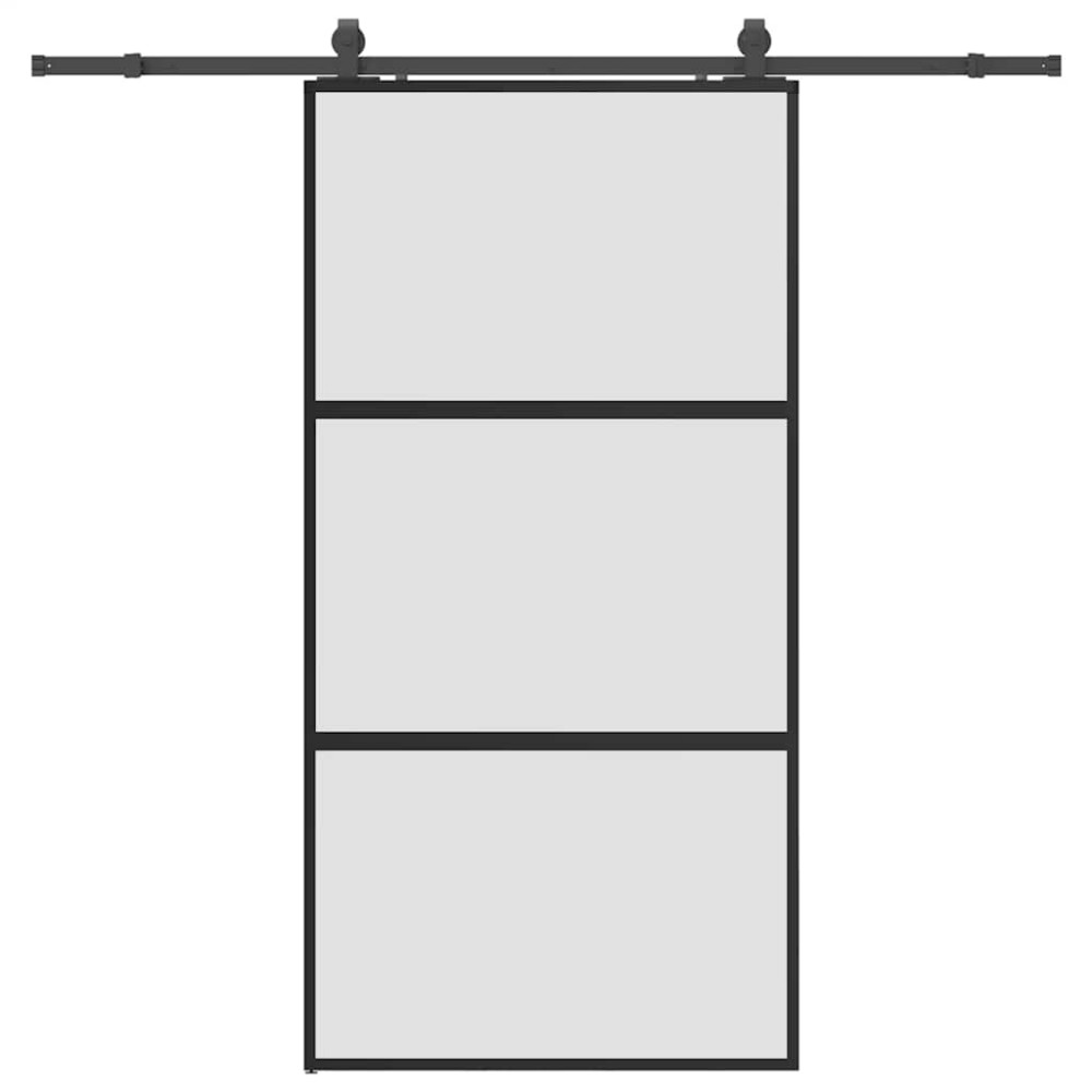 vidaXL Σετ συρόμενης πόρτας με υλικό μαύρο 102,5x205 cm