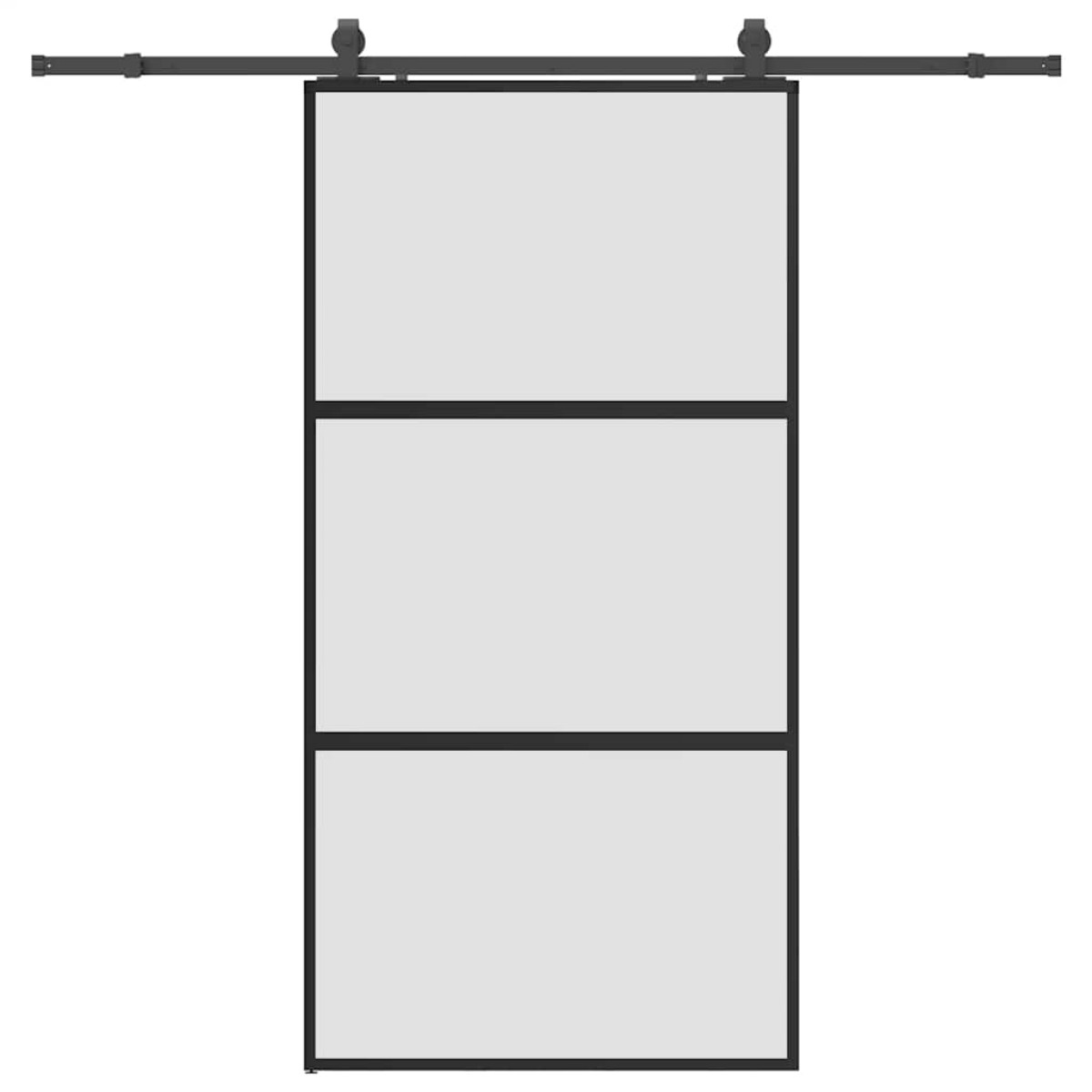 vidaXL Σετ συρόμενης πόρτας με υλικό μαύρο 102,5x205 cm