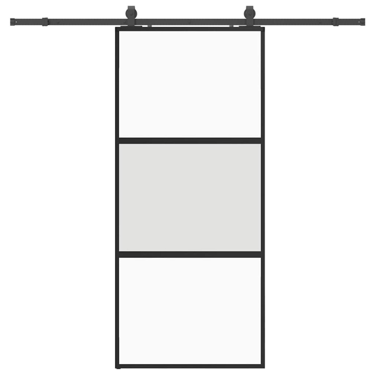 vidaXL Συρόμενη πόρτα με σετ υλικού Μαύρο 90x205 cm γυαλί μετριασμένο