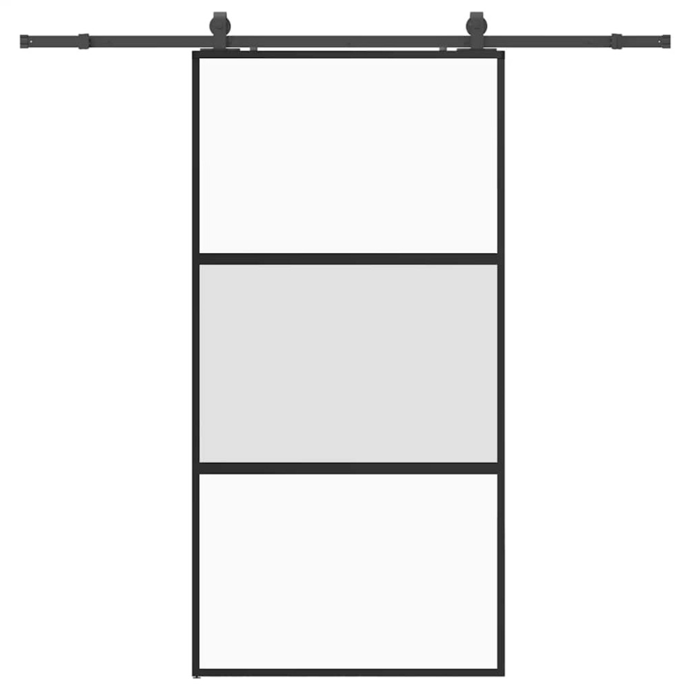 vidaXL Σετ συρόμενης πόρτας με υλικό μαύρο 102,5x205 cm