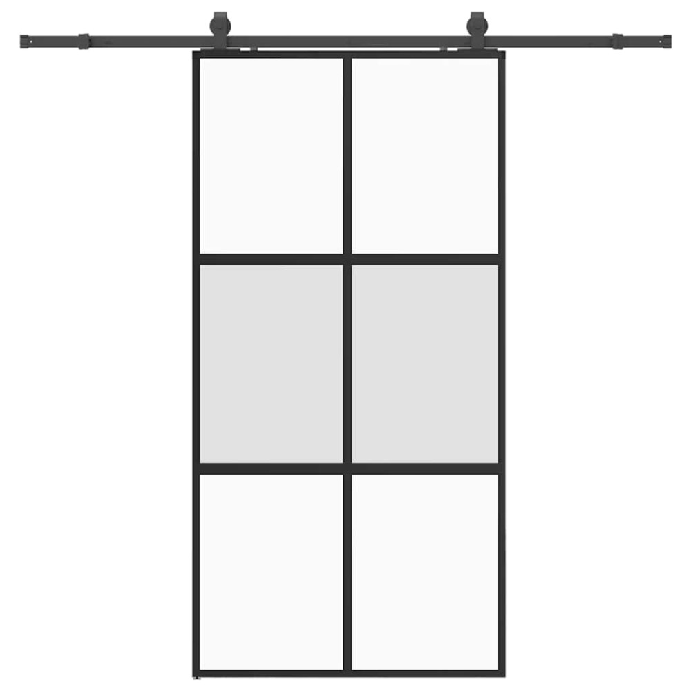 vidaXL Σετ συρόμενης πόρτας με υλικό μαύρο 102,5x205 cm