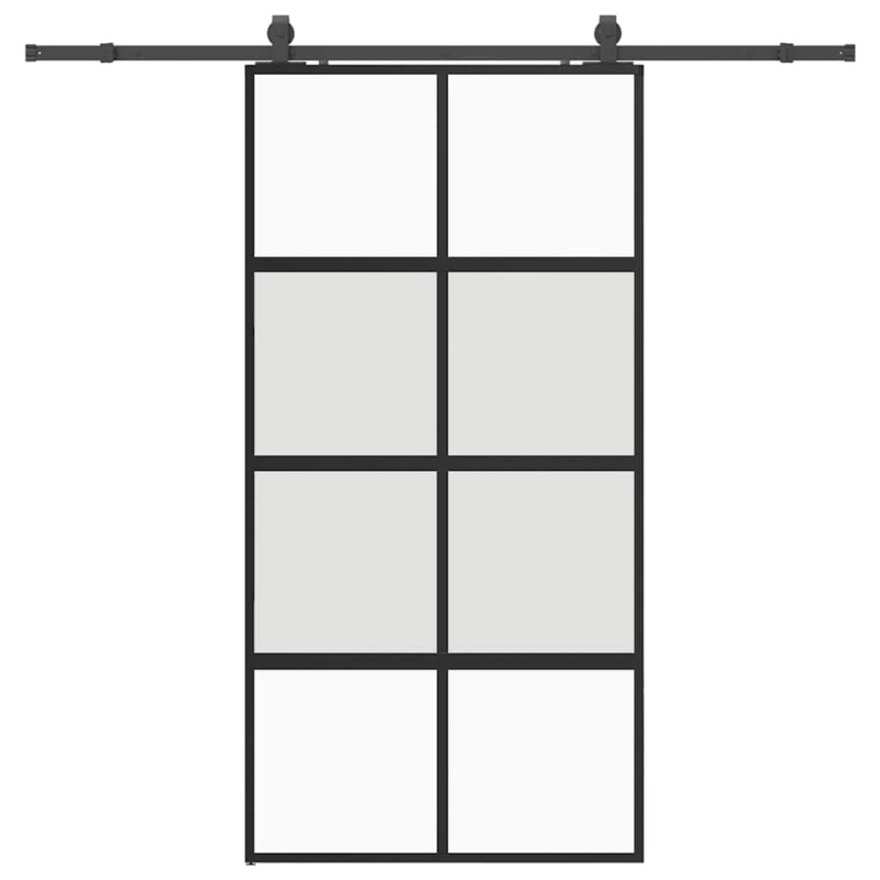 vidaXL Σετ συρόμενης πόρτας με υλικό μαύρο 102,5x205 cm