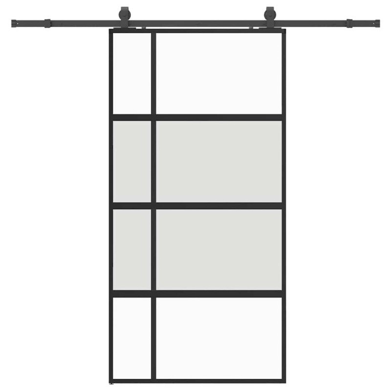 vidaXL Σετ συρόμενης πόρτας με υλικό μαύρο 102,5x205 cm