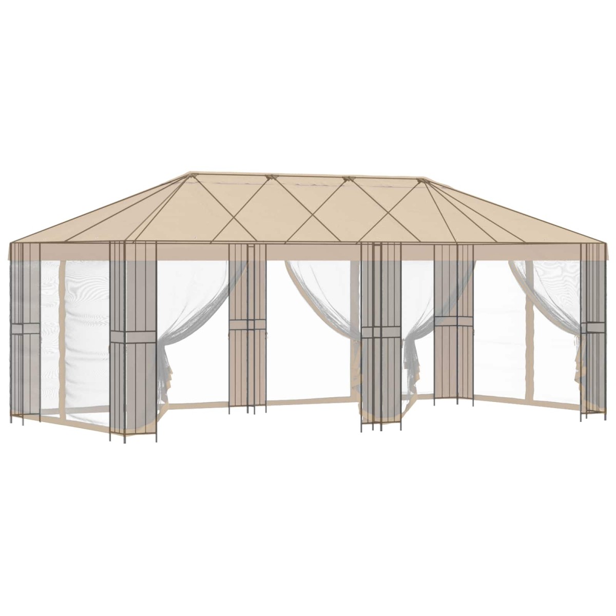 vidaXL Σκελετός Γκαζebo Χωρίς Ύφασμα Γκαζebo 6 x 3 m Μαύρο Ατσάλι