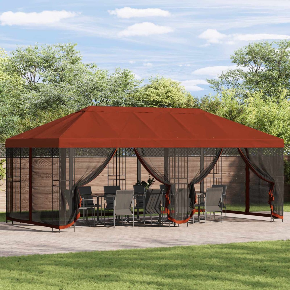 vidaXL Κήπος Γκαζebo 6 x 3 m Τερακότα Πολυεστέρας και Χάλυβας 190 gsm