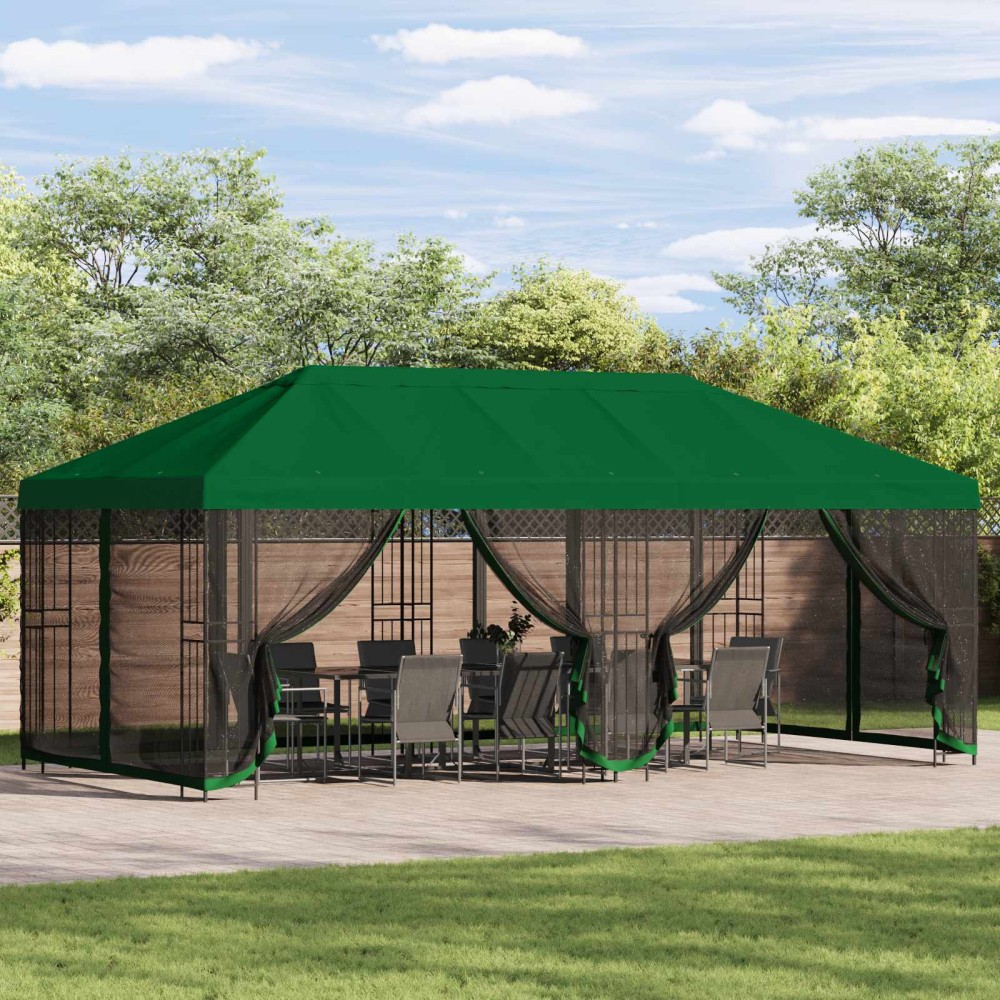 vidaXL Κήπος Γκαζebo 6 x 3 m Πράσινο Πολυεστέρας και Χάλυβας 190 gsm