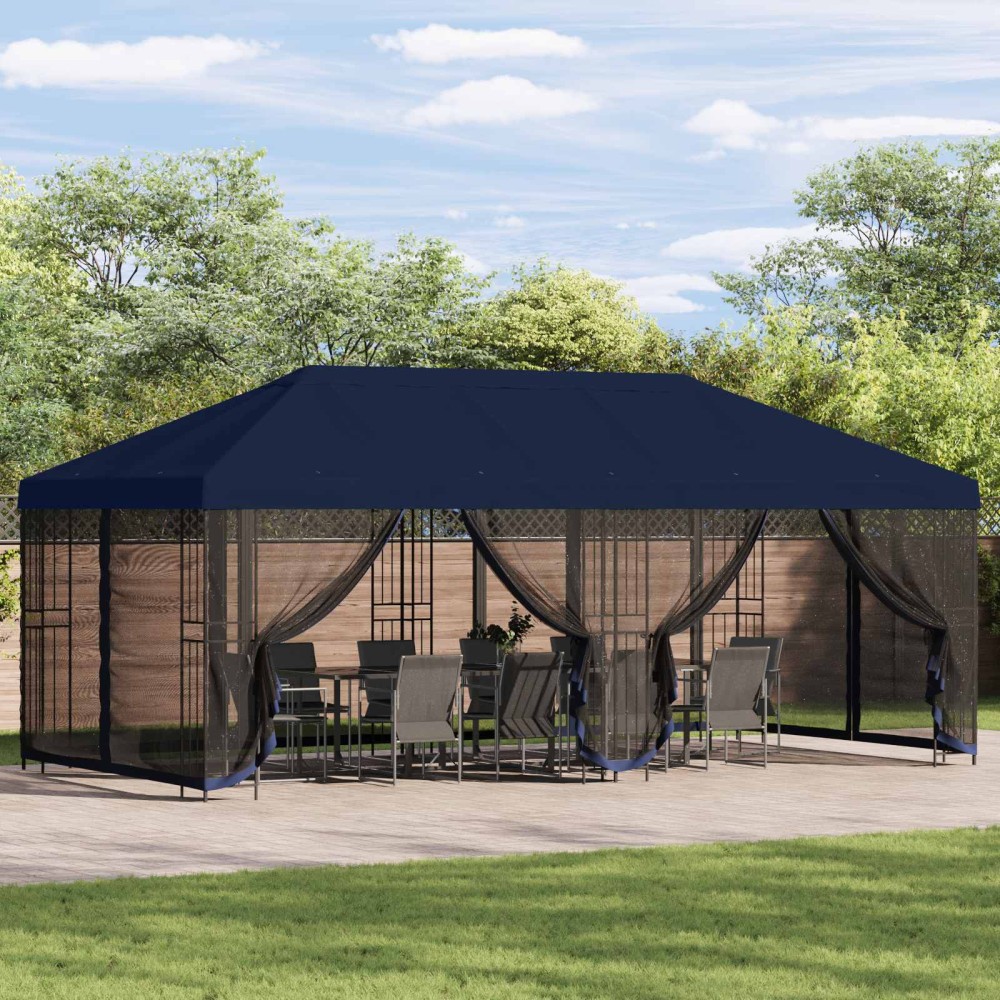 vidaXL Κήπος Γκαζebo 6 x 3 m Μπλε Πολυεστέρας και Χάλυβας 190 gsm