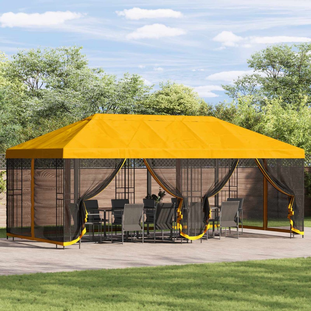 vidaXL Κήπος Γκαζebo 6 x 3 m Κίτρινο Πολυεστέρας και Χάλυβας 190 gsm