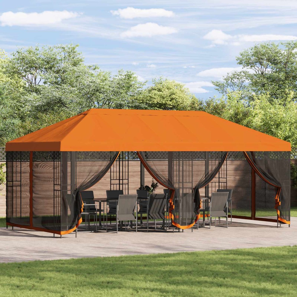 vidaXL Κήπος Γκαζebo 6 x 3 m Πορτοκαλί Πολυεστέρας και Χάλυβας 190 gsm
