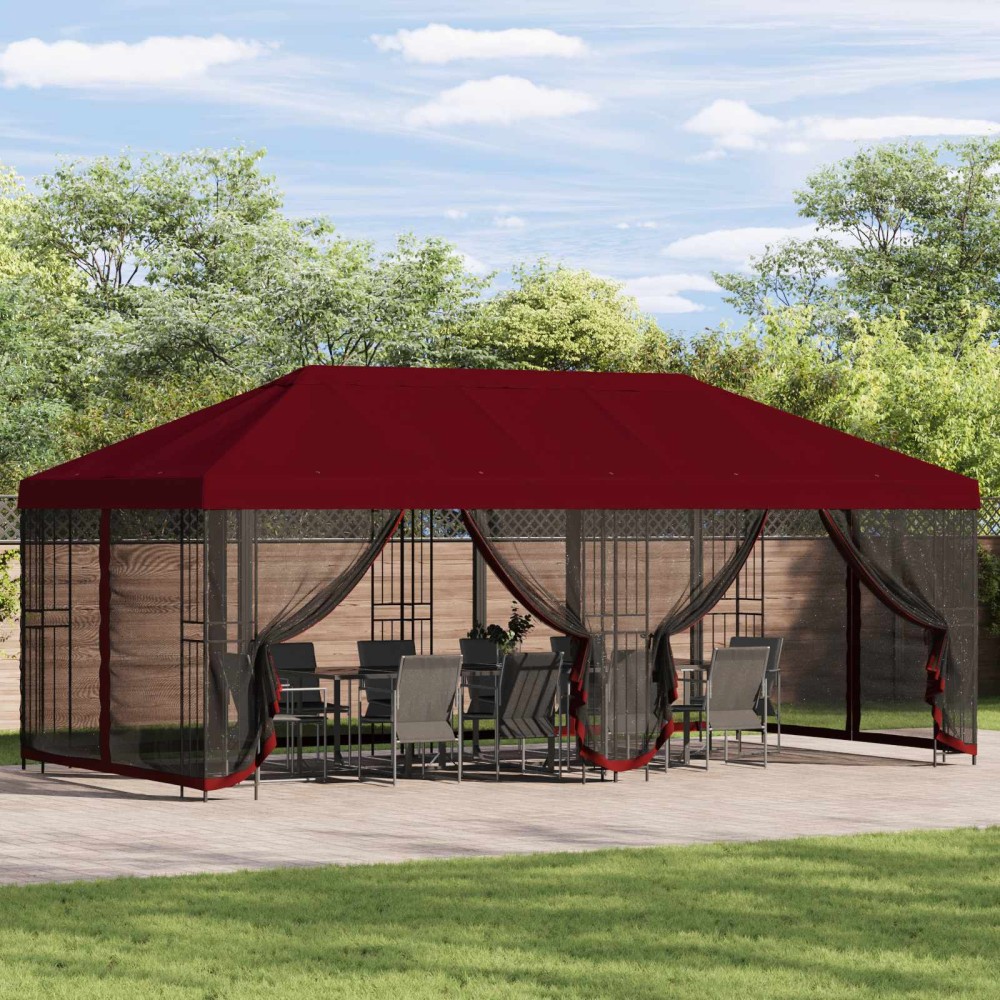 vidaXL Κιόσκι με Πλαϊνές Τοίχους 6 x 3 m Μπορντό