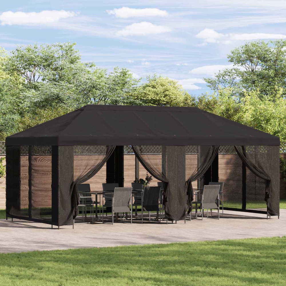vidaXL Κήπος Γκαζebo 6 x 3 m Ανθρακί Πολυεστέρας και Χάλυβας 190 gsm