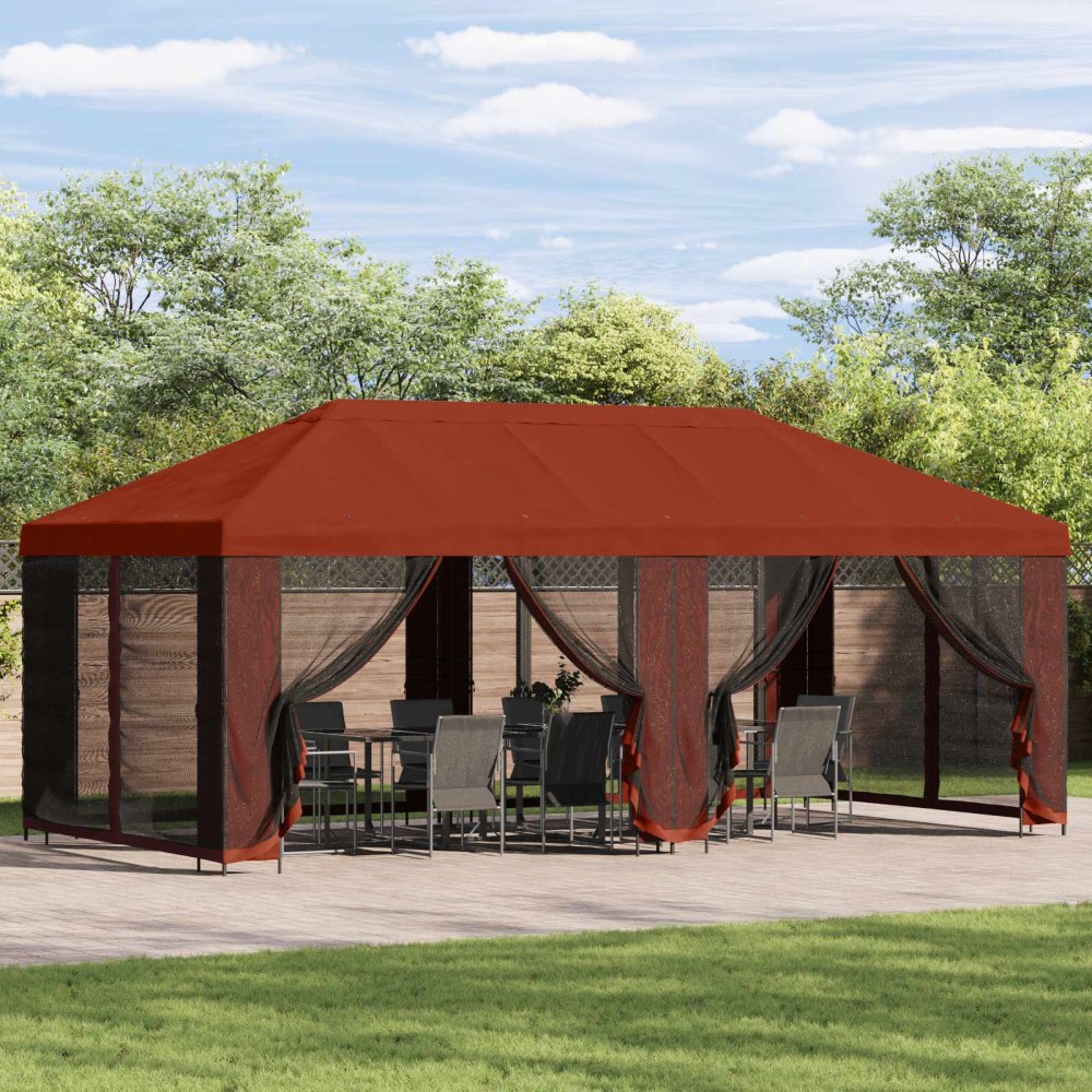 vidaXL Κήπος Γκαζebo 6 x 3 m Τερακότα Πολυεστέρας και Χάλυβας 190 gsm