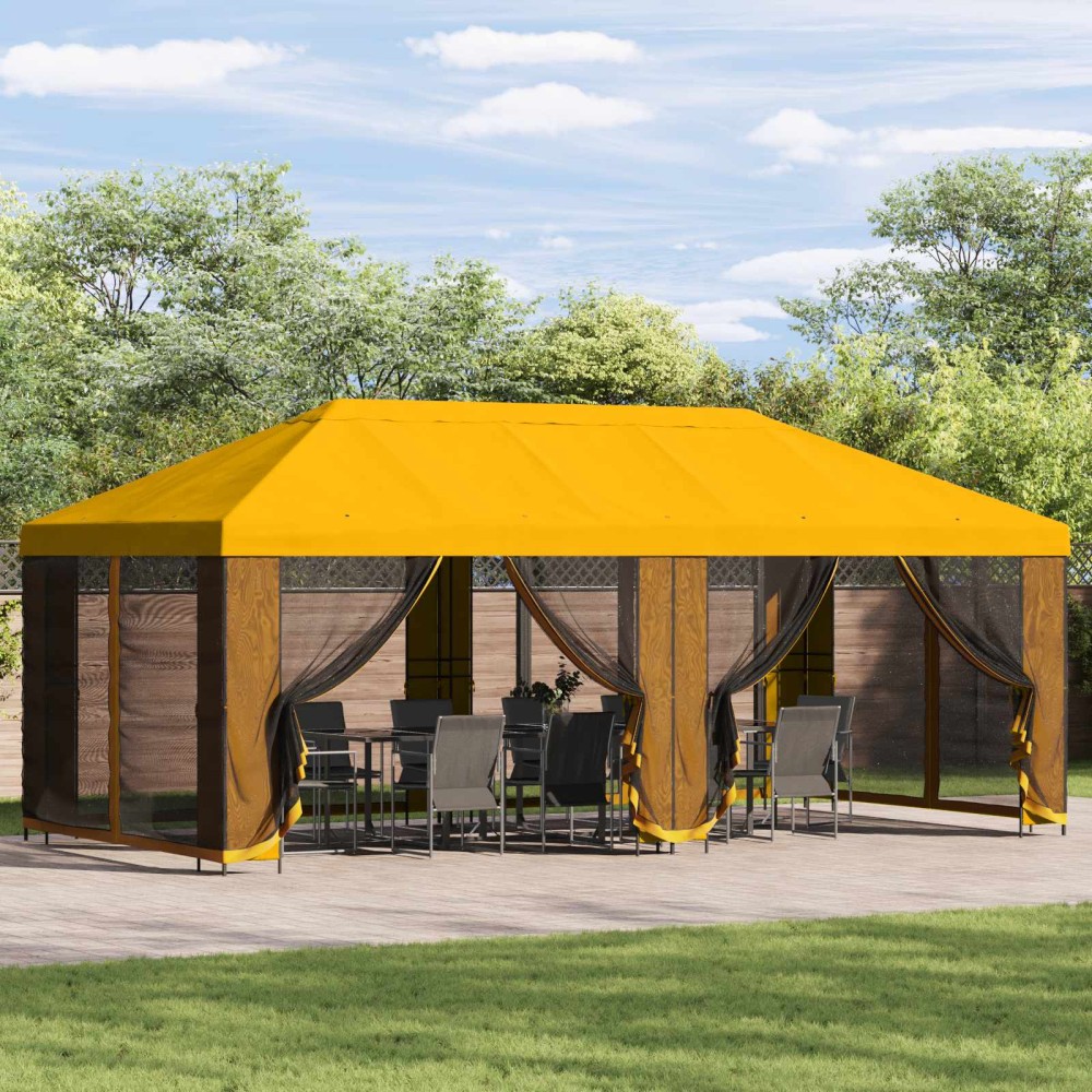 vidaXL Κήπος Γκαζebo 6 x 3 m Κίτρινο Πολυεστέρας και Χάλυβας 190 gsm