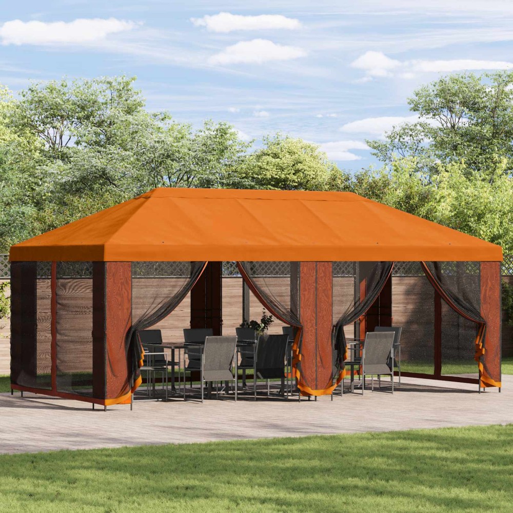 vidaXL Κήπος Γκαζebo 6 x 3 m Πορτοκαλί Πολυεστέρας και Χάλυβας 190 gsm