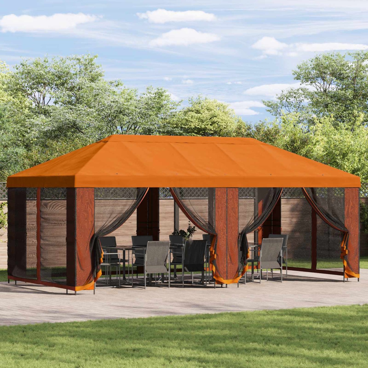 vidaXL Κήπος Γκαζebo 6 x 3 m Πορτοκαλί Πολυεστέρας και Χάλυβας 190 gsm