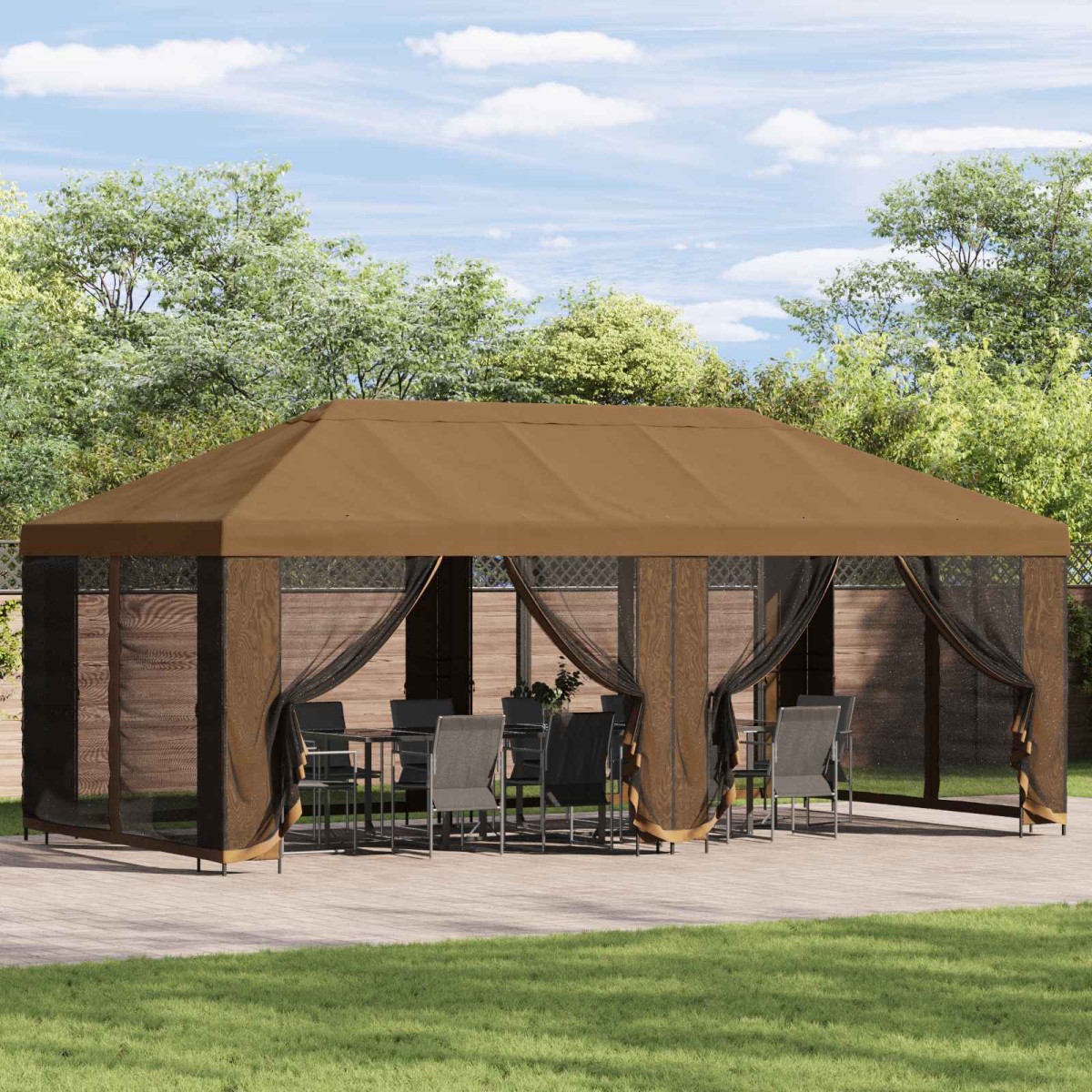 vidaXL Κήπος Γκαζebo με Πλευρικά Τοίχους 6 x 3 m Μπεζ