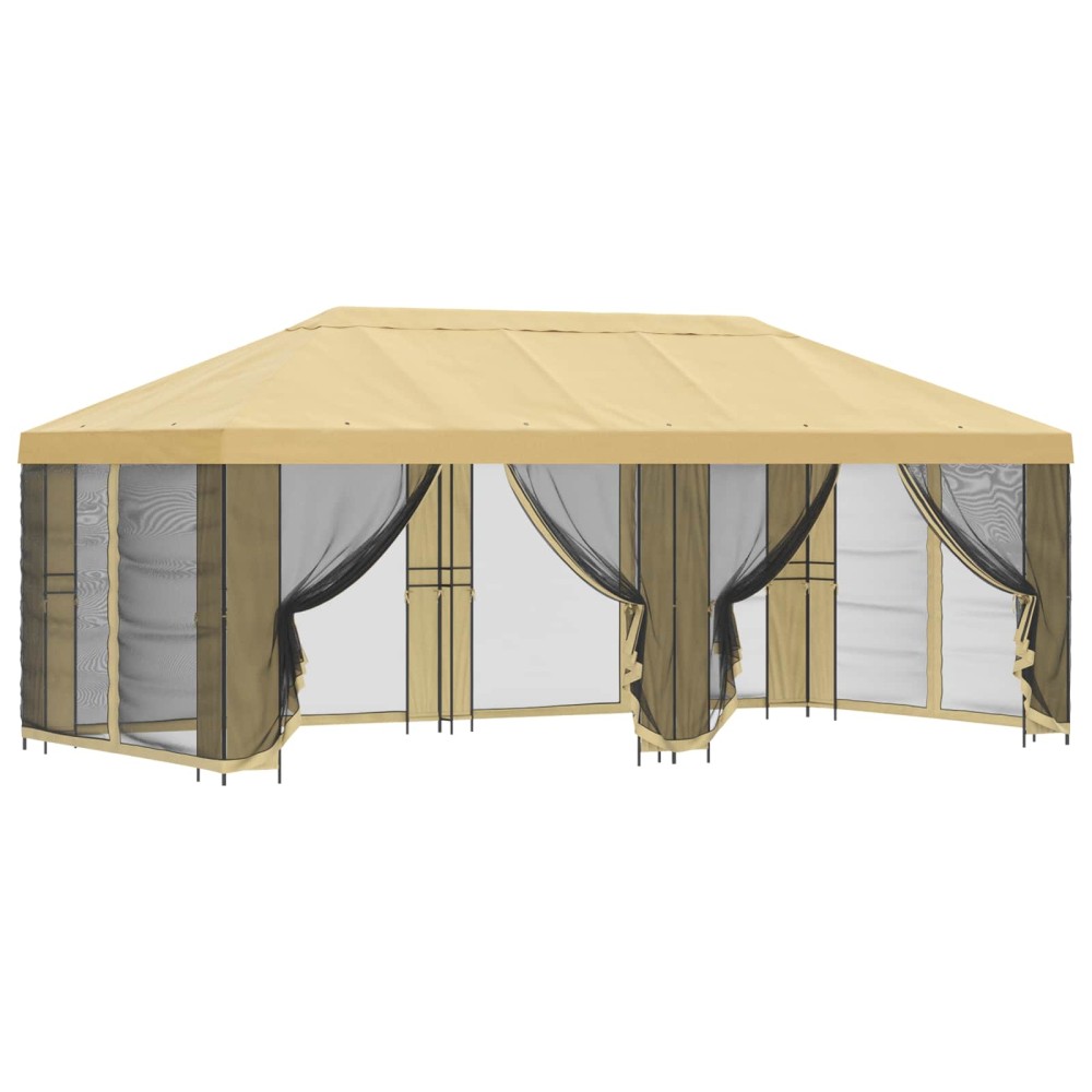 vidaXL Κήπος Γκαζebo με Πλευρικά Τοίχους 6 x 3 m Κρεμ