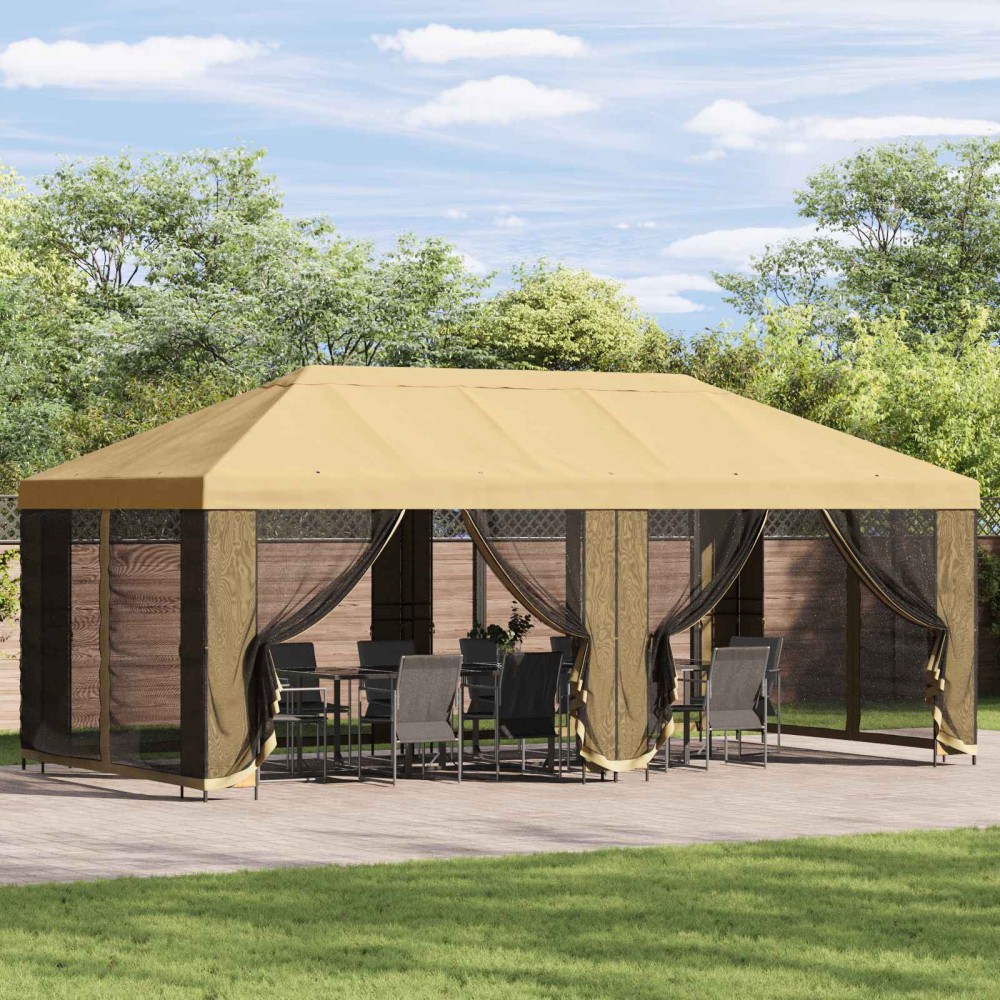 vidaXL Κήπος Γκαζebo με Πλευρικά Τοίχους 6 x 3 m Κρεμ