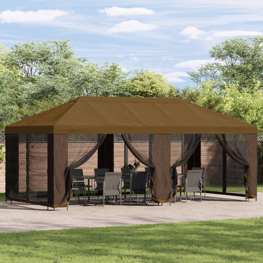 vidaXL Κήπος Γκαζebo με Πλευρικά Τοίχους 6 x 3 m Taupe