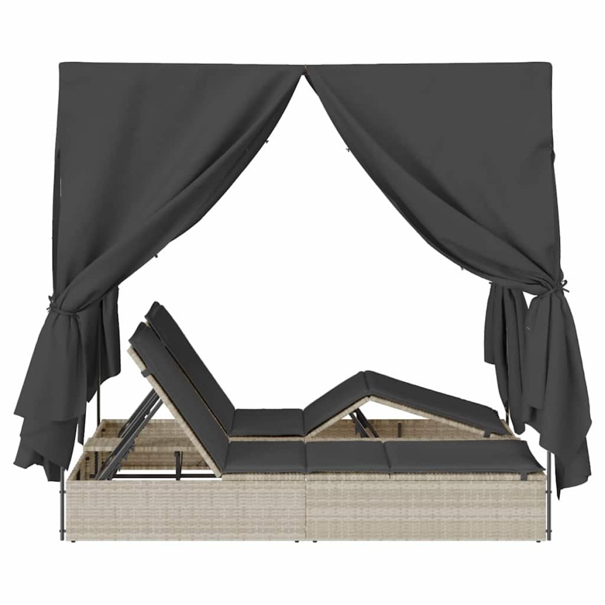 vidaXL Διπλή ξαπλώστρα Ανοιχτό γκρι συνθετικό ρατάν