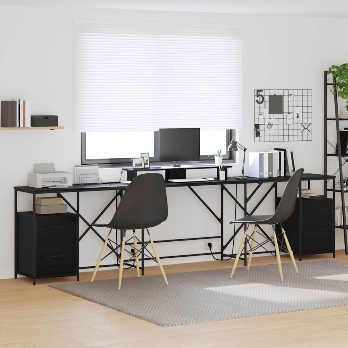 vidaXL Γραφείο Μαύρη Οξυά Επεξεργασμένο Ξύλο 182 x 101 x 87,5 εκ