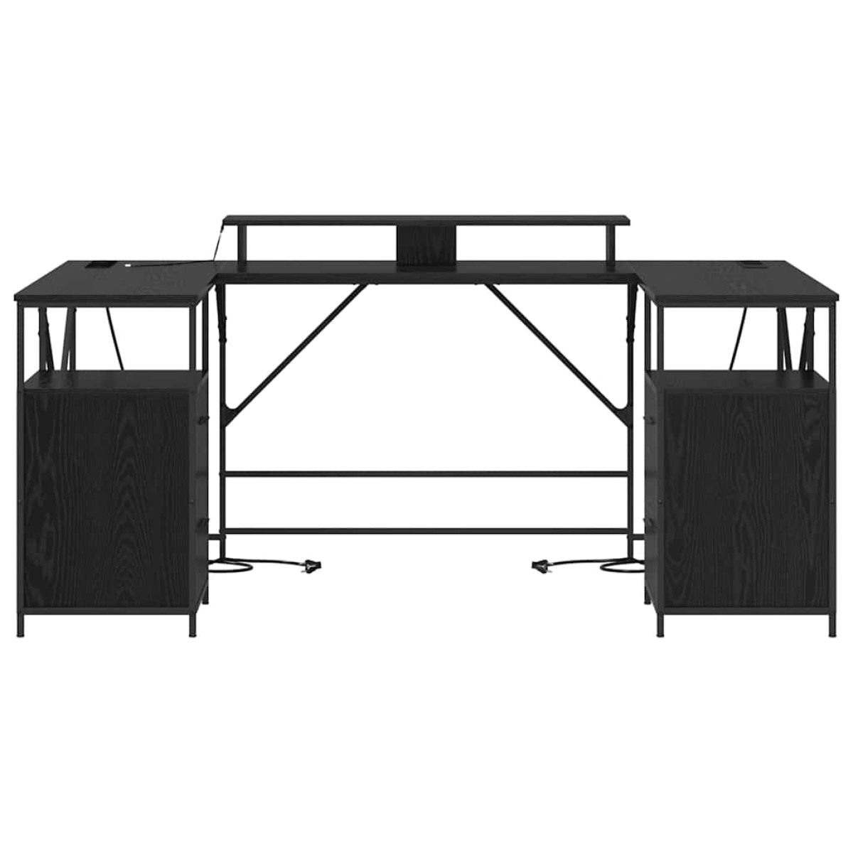 vidaXL Γραφείο Μαύρη Οξυά Επεξεργασμένο Ξύλο 182 x 101 x 87,5 εκ