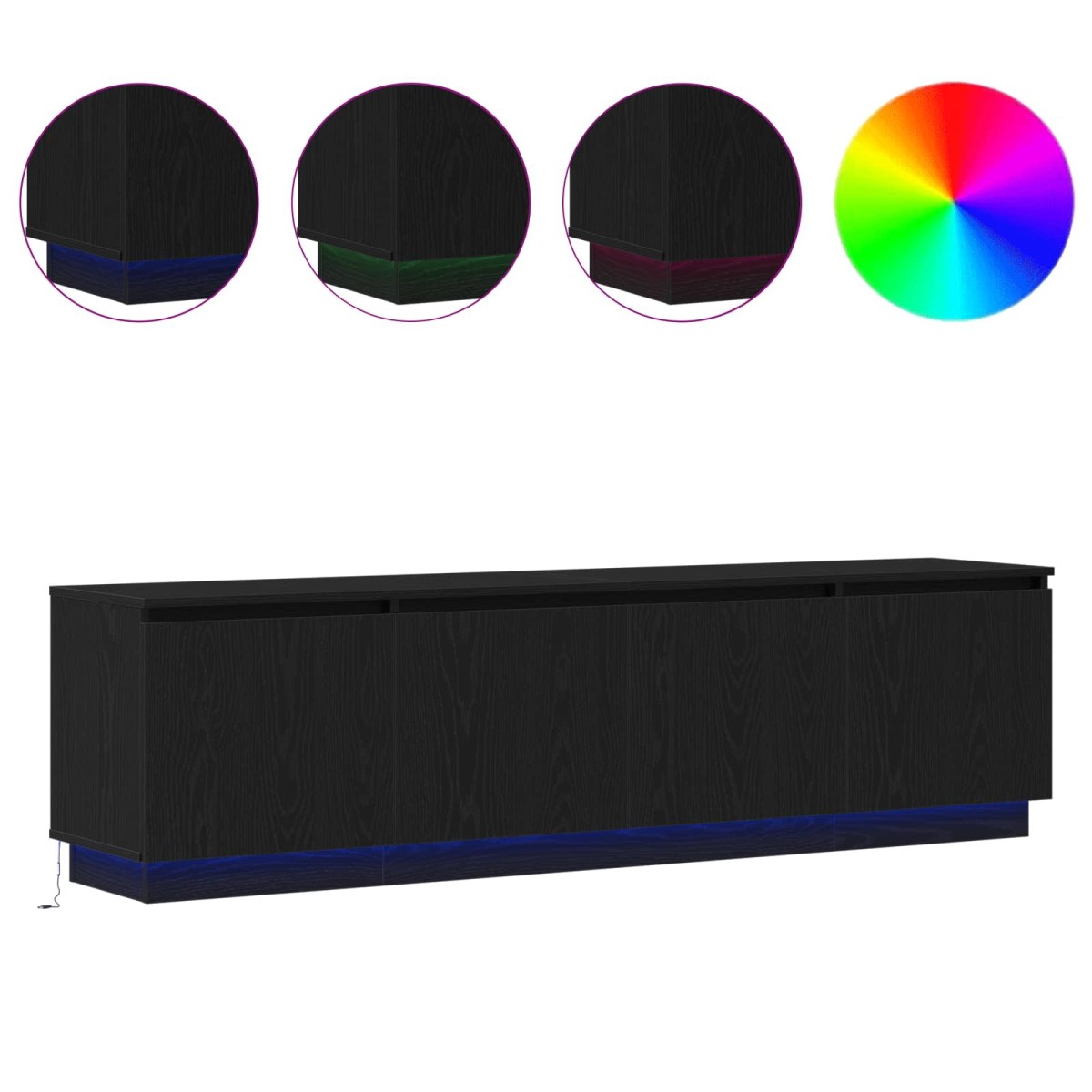 vidaXL Ντουλάπι TV 180 x 38 x 49 εκ Μαύρη Οξυά Επεξεργασμένο Ξύλο