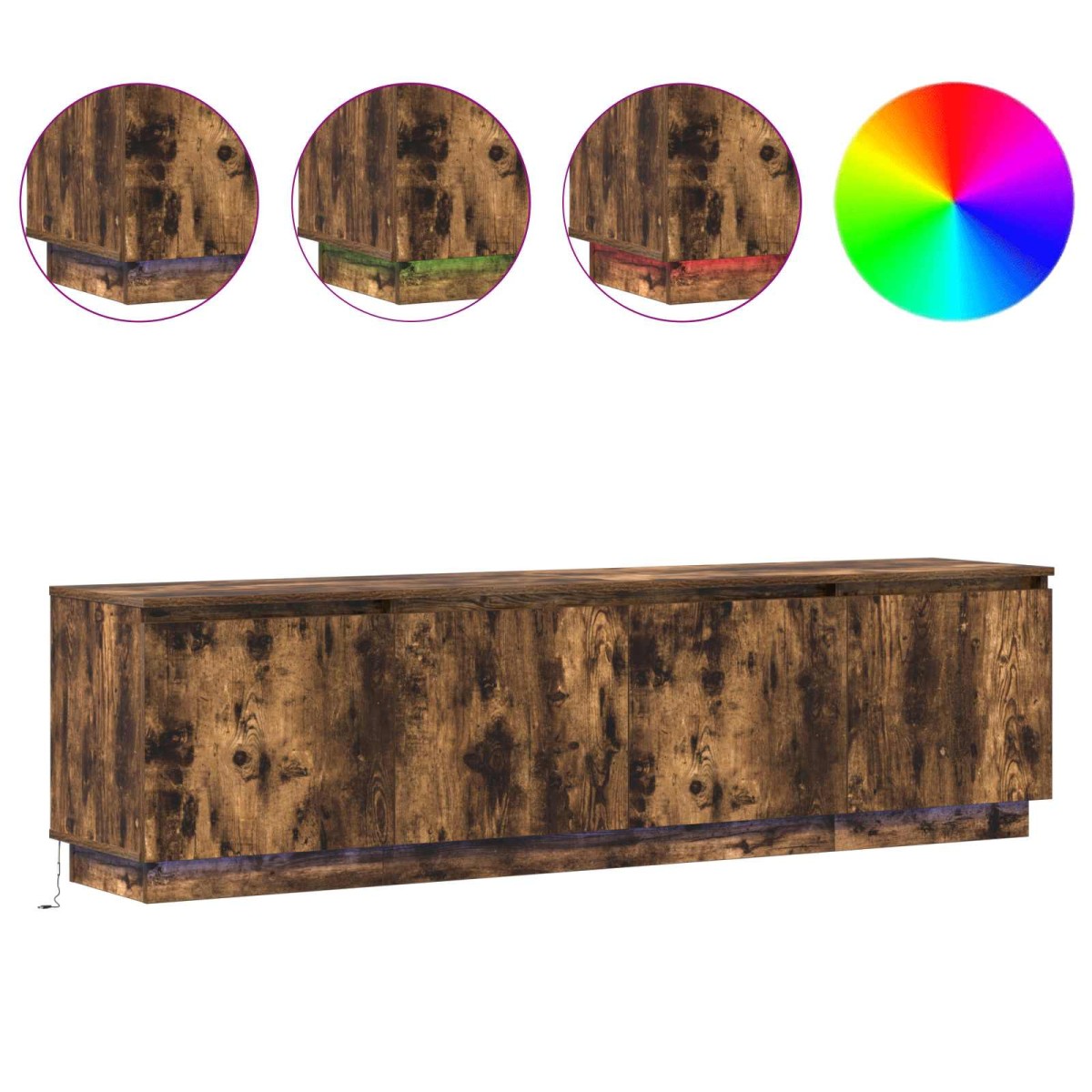 vidaXL Ντουλάπι TV 180 x 38 x 49 εκ Καπνιστό Δρύς Επεξεργασμένο Ξύλο