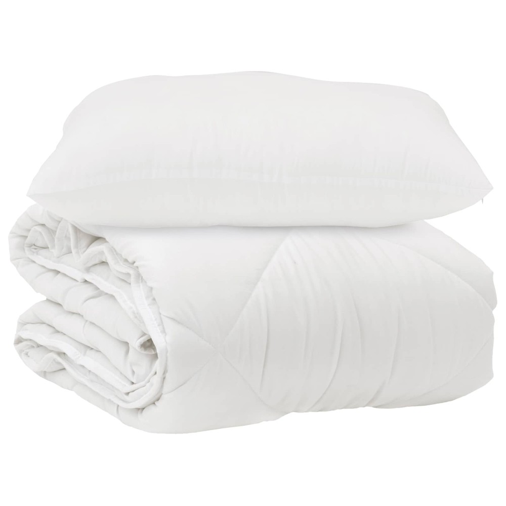 vidaXL Πάπλωμα με μαξιλάρι 2 τμχ. Λευκό Μικροΐνες
