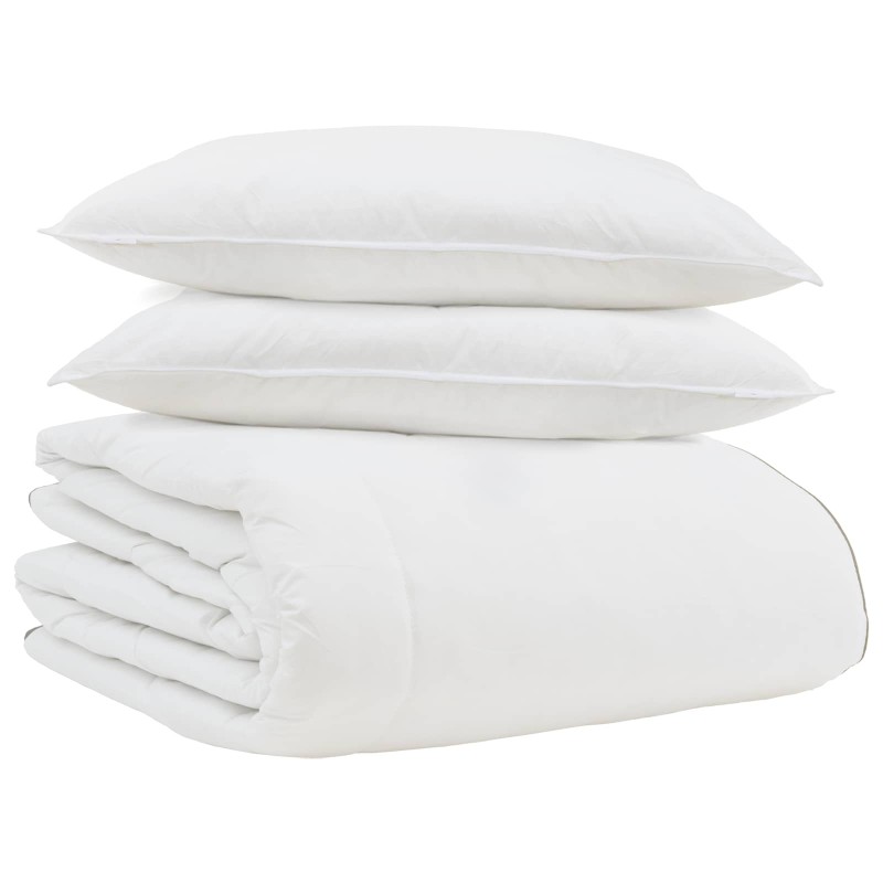 vidaXL Χειμερινό Παπλωματοθήκη με μαξιλάρι 3 τεμ. Λευκό Φτέρος