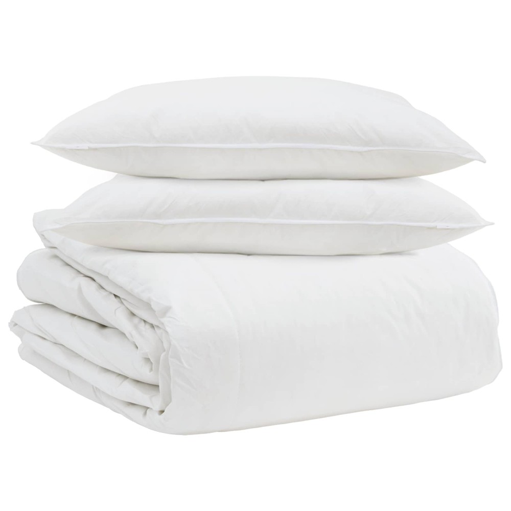 vidaXL Σετ Παπλωμάτων με μαξιλάρι 3 τμχ. Λευκό Φτέρος