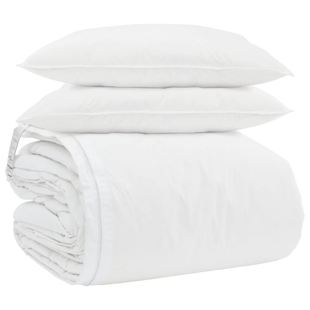 vidaXL Σετ Παπλωμάτων με μαξιλάρι 3 τμχ. Λευκό Φτέρος