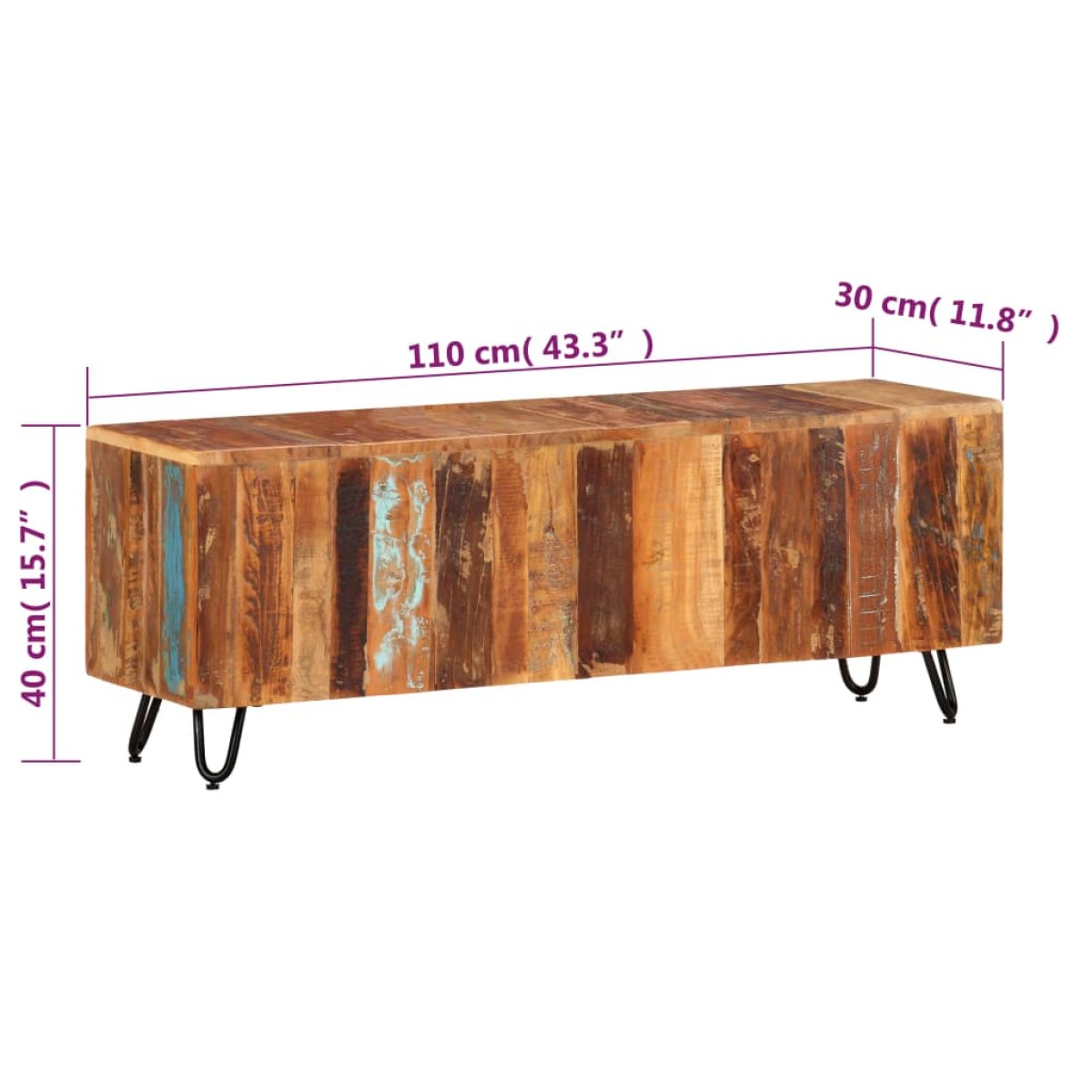 vidaXL Έπιπλο Τηλεόρασης 110 x 30 x 40 εκ. από Μασίφ Ανακυκλωμένο Ξύλο