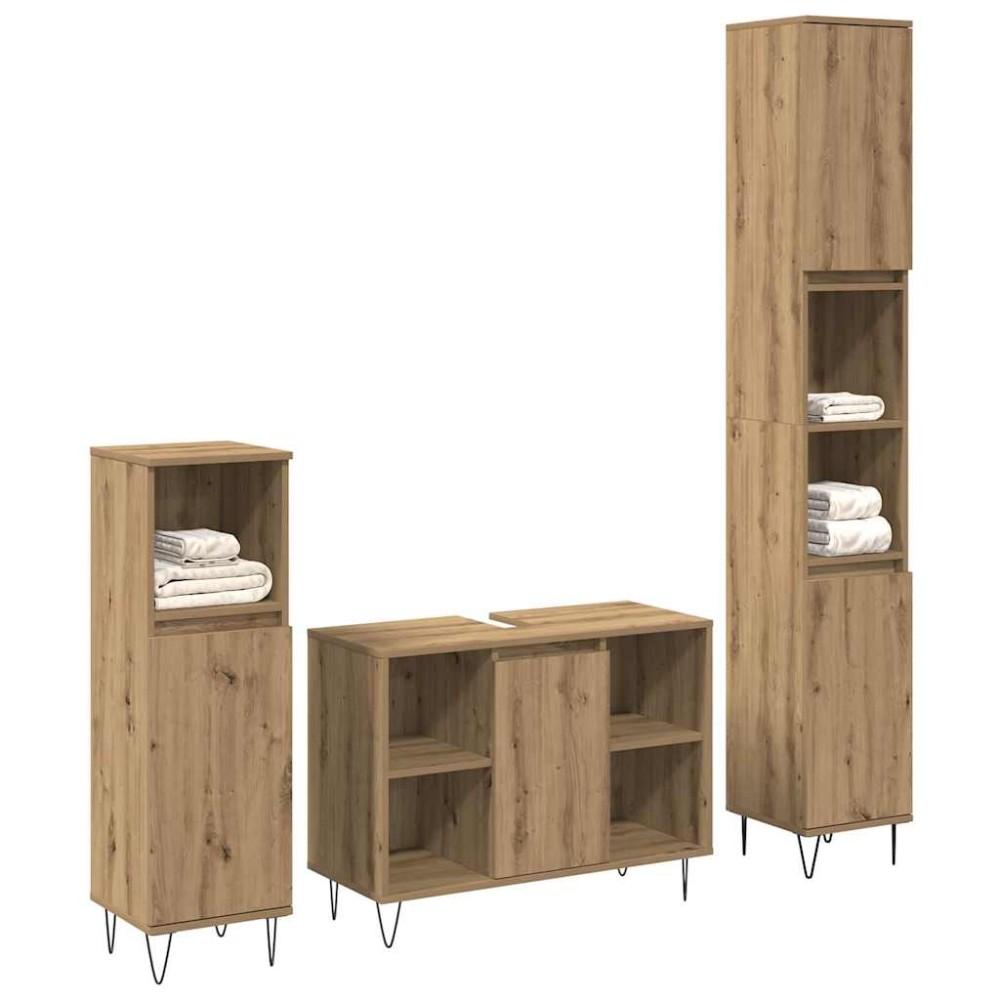 vidaXL Σετ Επίπλων Μπάνιου 3 τμχ. Artisan Oak 30 x 30 x 180 cm