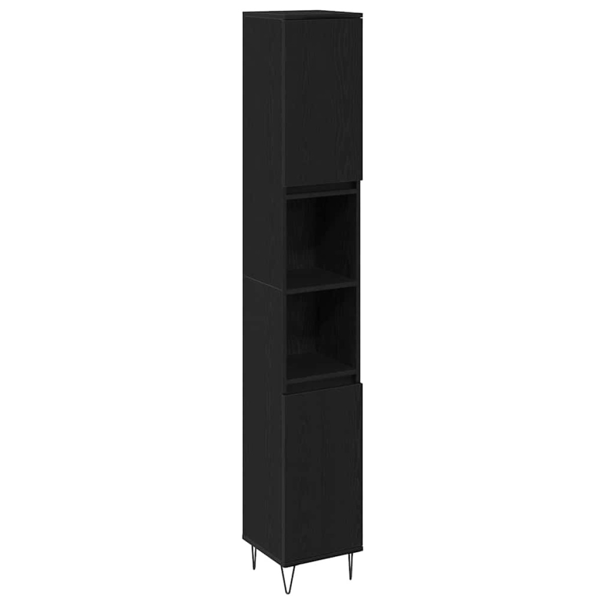 vidaXL Σετ Επίπλων Μπάνιου 3 τμχ. Μαύρη Οξυά 30 x 30 x 180 cm