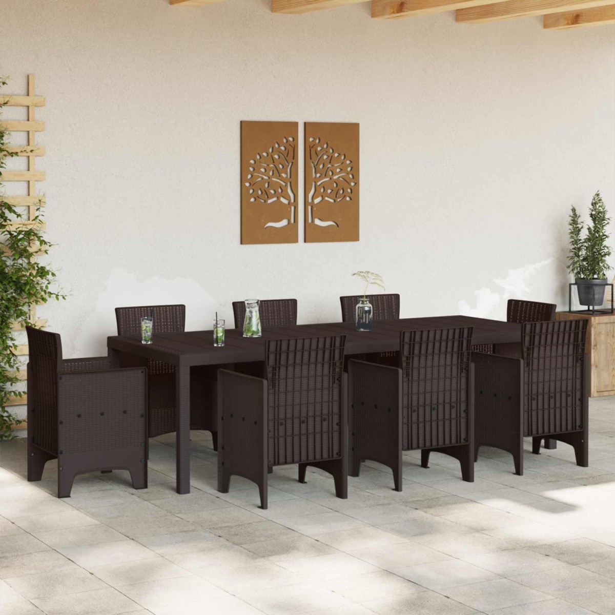vidaXL Τραπέζι Κήπου Καφέ 250 x 100 x 73 εκ συνθετικό ρατάν