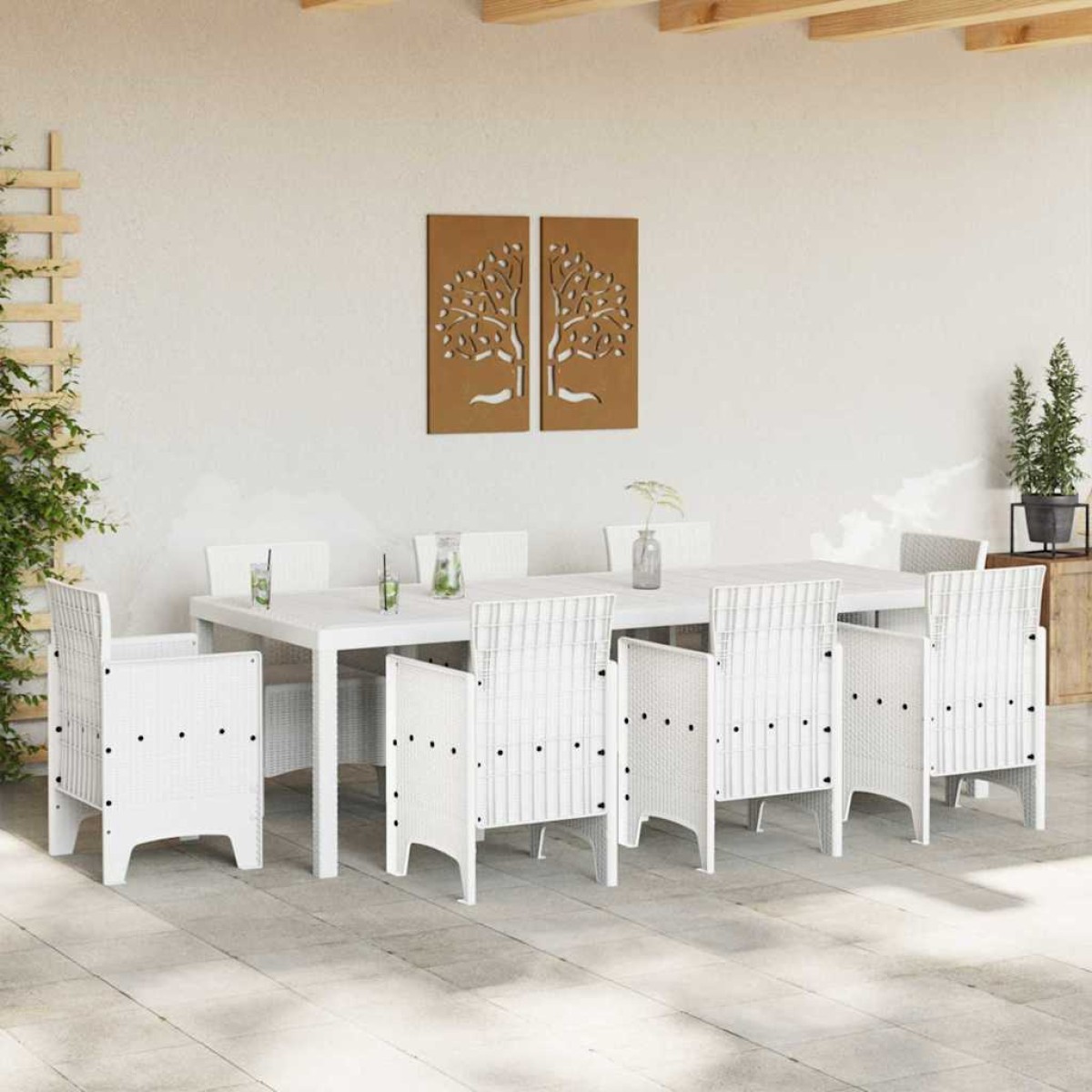 vidaXL Τραπέζι Κήπου Λευκό 250 x 100 x 73 εκ συνθετικό ρατάν