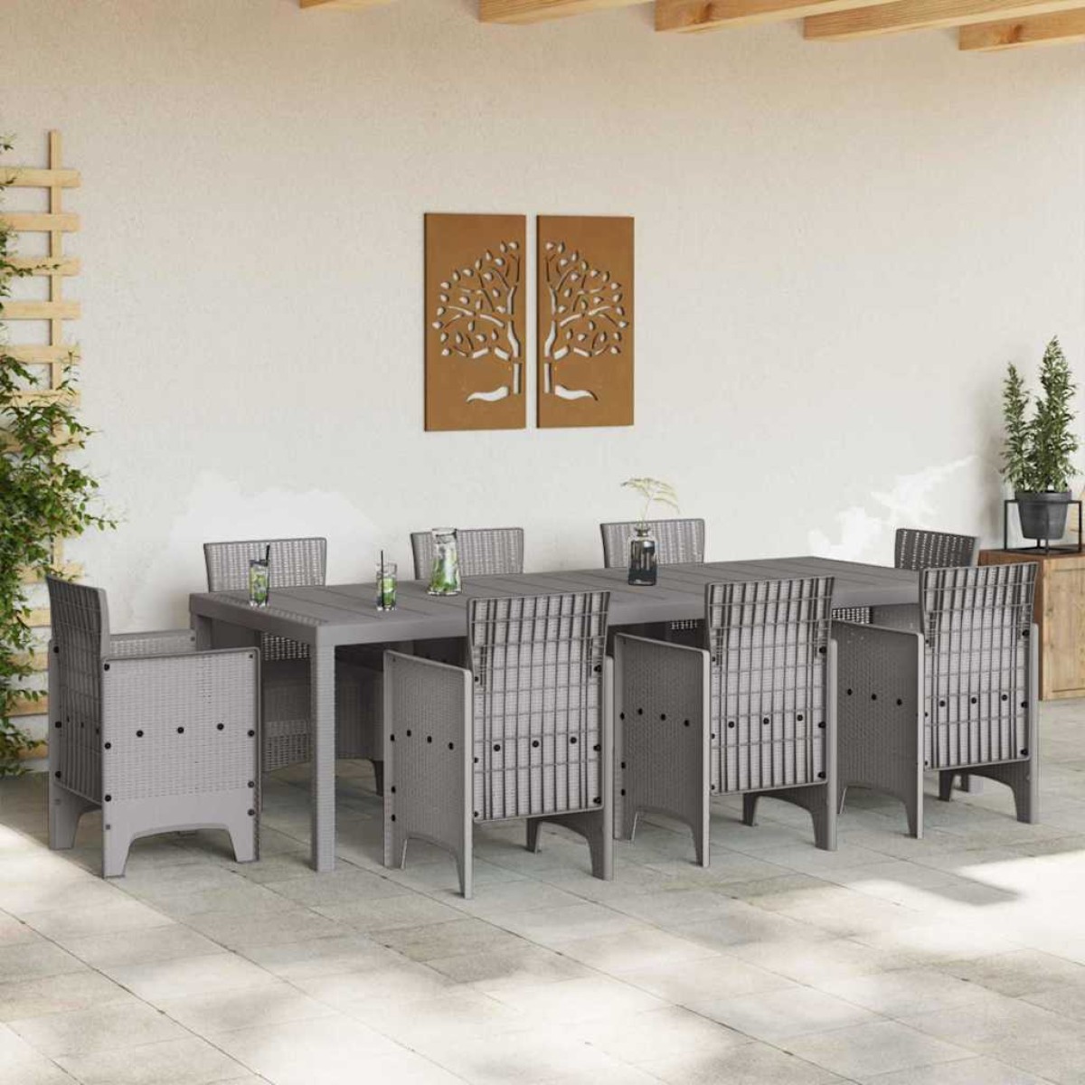 vidaXL Τραπέζι Κήπου Ανοιχτό γκρι 250 x 100 x 73 εκ συνθετικό ρατάν