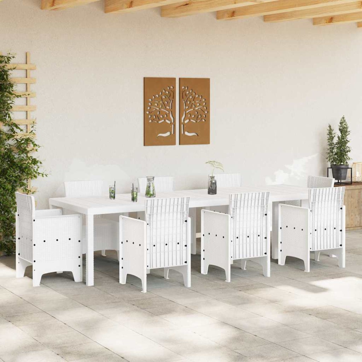 vidaXL Τραπέζι Κήπου Λευκό 300 x 100 x 73 εκ συνθετικό ρατάν