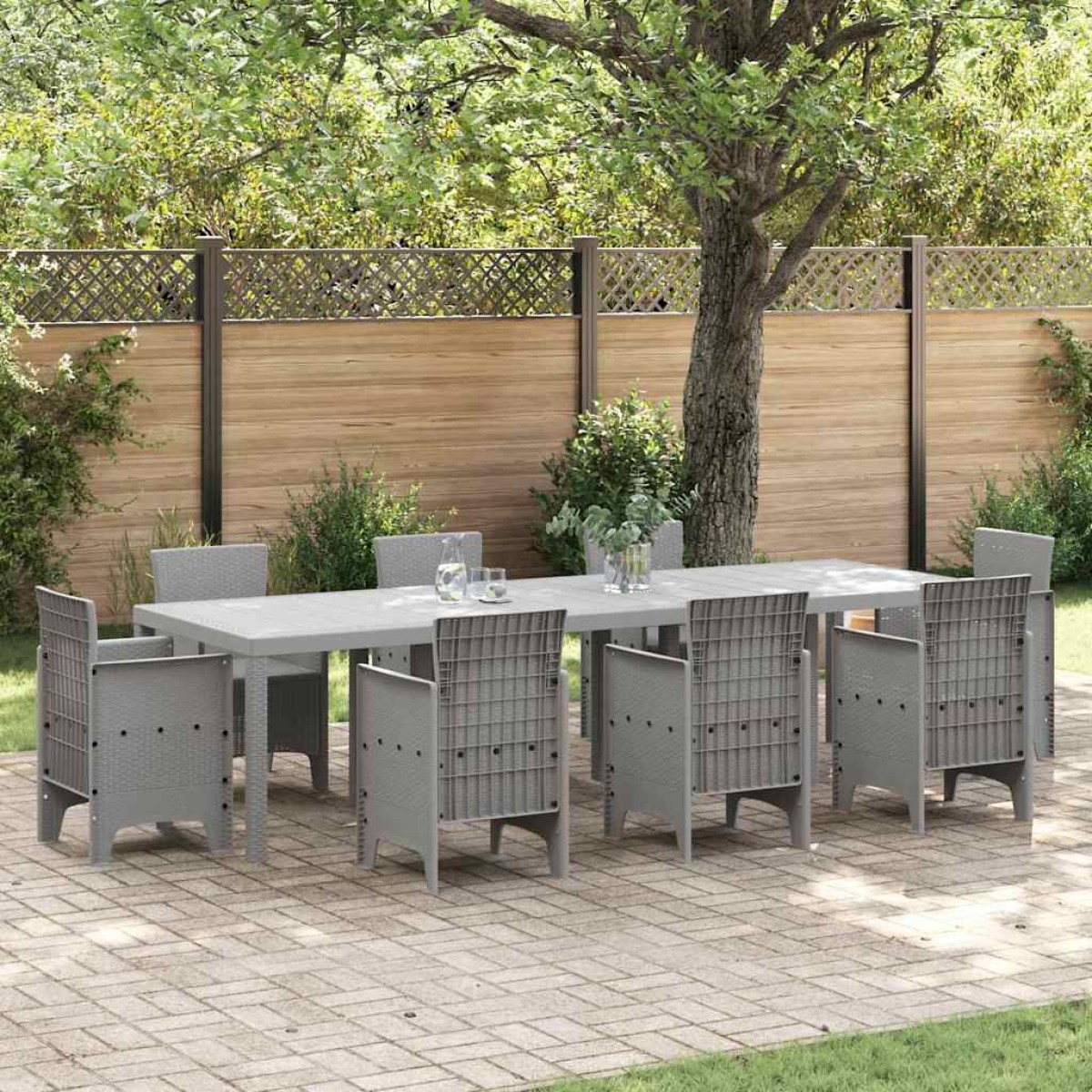 vidaXL Τραπέζι Κήπου Ανοιχτό γκρι 300 x 100 x 73 εκ συνθετικό ρατάν