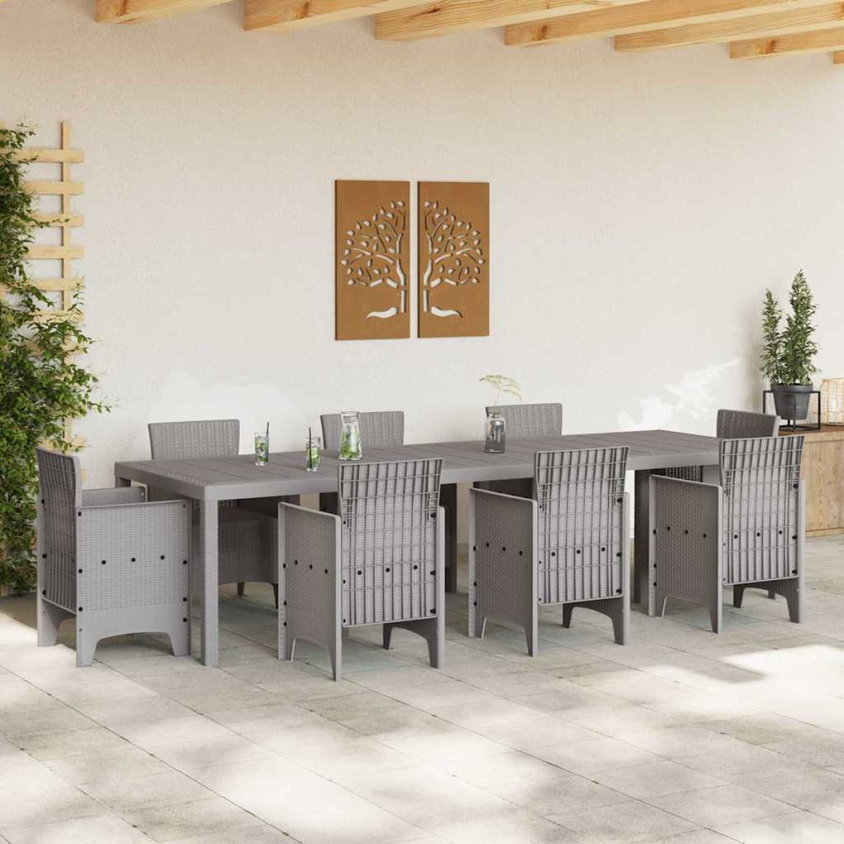 vidaXL Τραπέζι Κήπου Ανοιχτό γκρι 300 x 100 x 73 εκ συνθετικό ρατάν