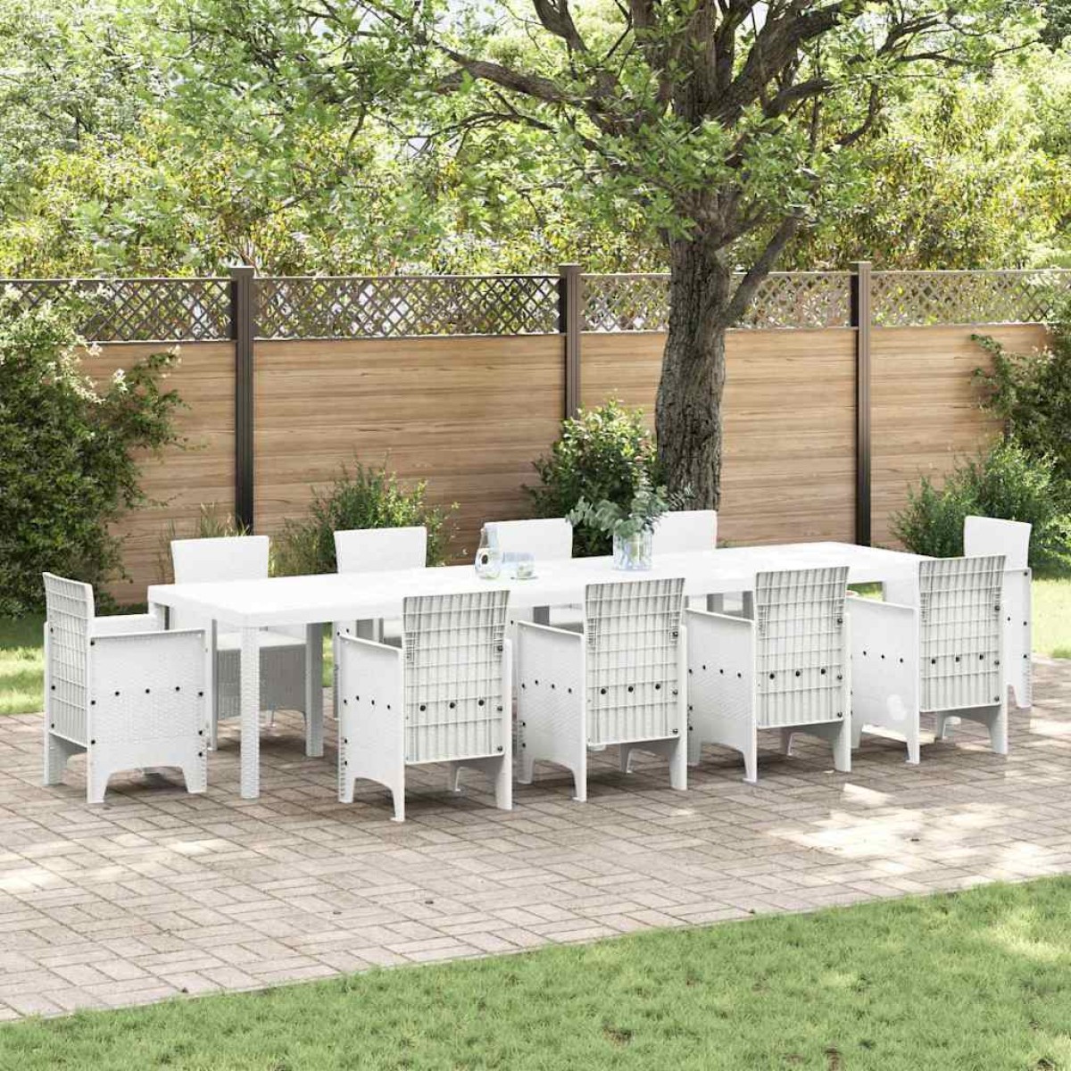 vidaXL Τραπέζι Κήπου Λευκό 350 x 100 x 74 εκ. συνθετικό ρατάν