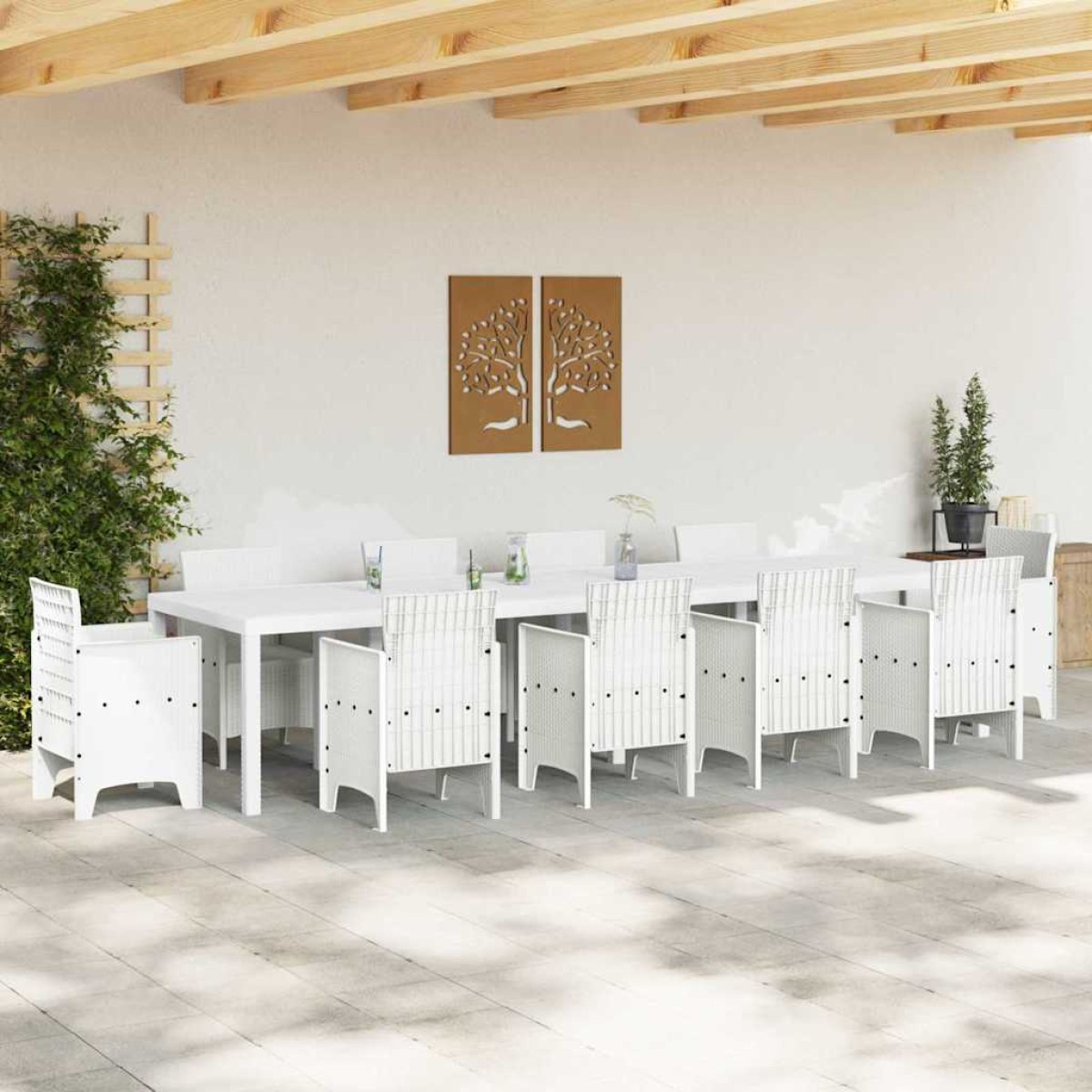 vidaXL Τραπέζι Κήπου Λευκό 350 x 100 x 74 εκ. συνθετικό ρατάν